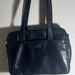 PERLINA Vintage Soft Black Leather Shoulder Messenger Hand Bag